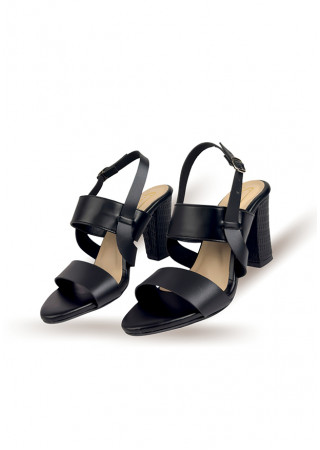 BLACK STRAP SUMMER HEEL